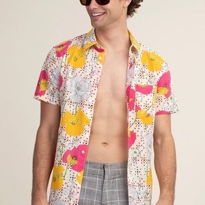 Mr. Turk Floral Casual Button Down Shirt - Pink and Yellow